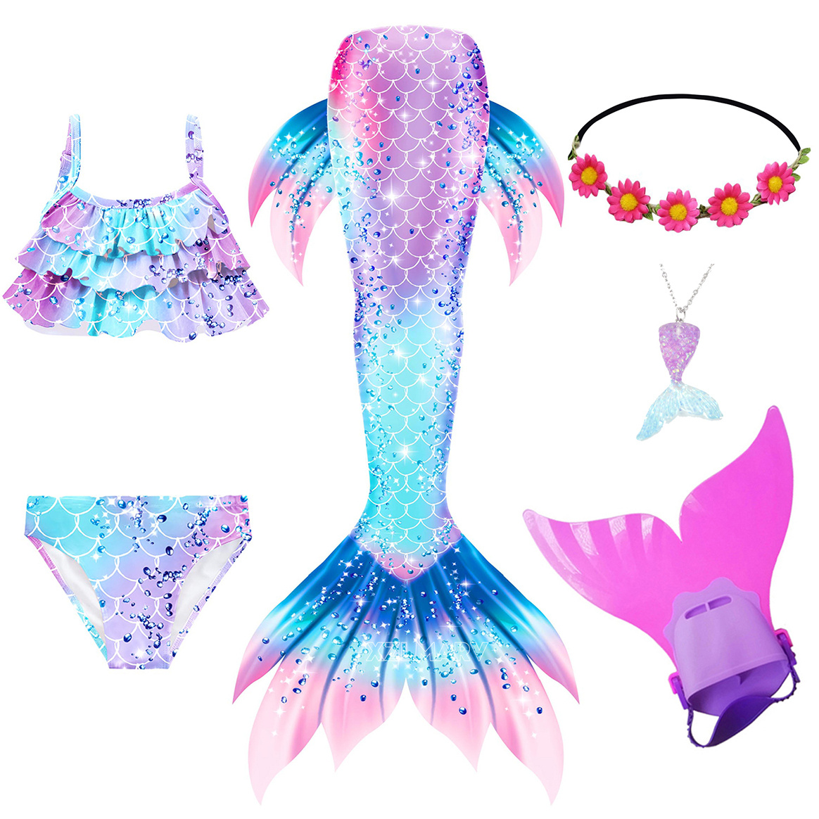 6 pçs/set ariel meninas nataçã - Swim Fins avaliação e preço