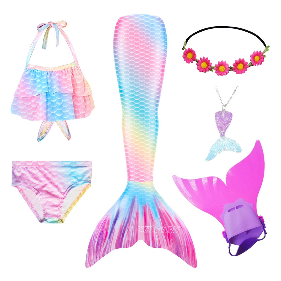6 pçs/set ariel meninas nataçã - Swim Fins avaliação e preço